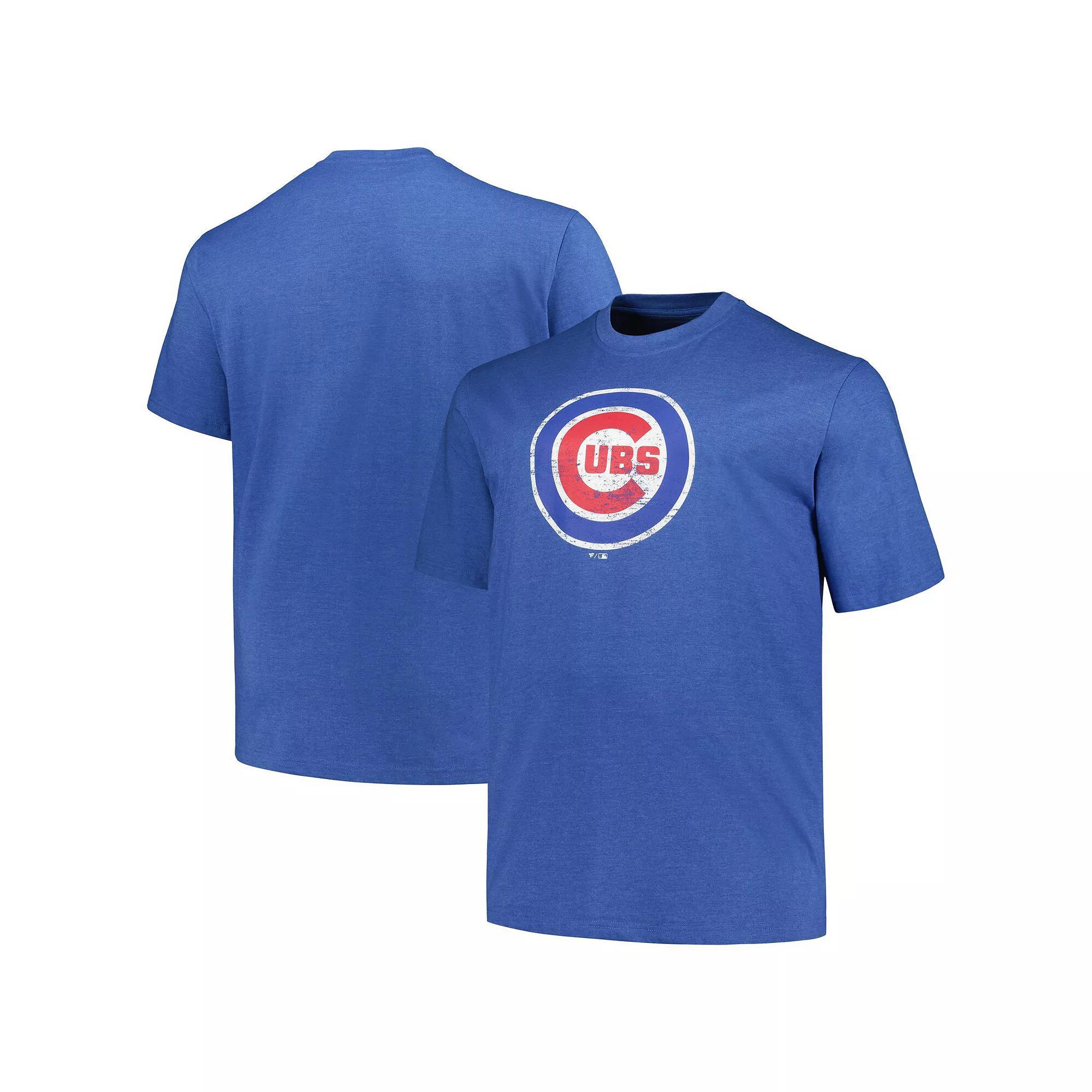 Men's Profile Heather Royal Chicago Cubs Big & Tall Weathered Logo T-Shirt, Size: 2XB, Blue Product Image