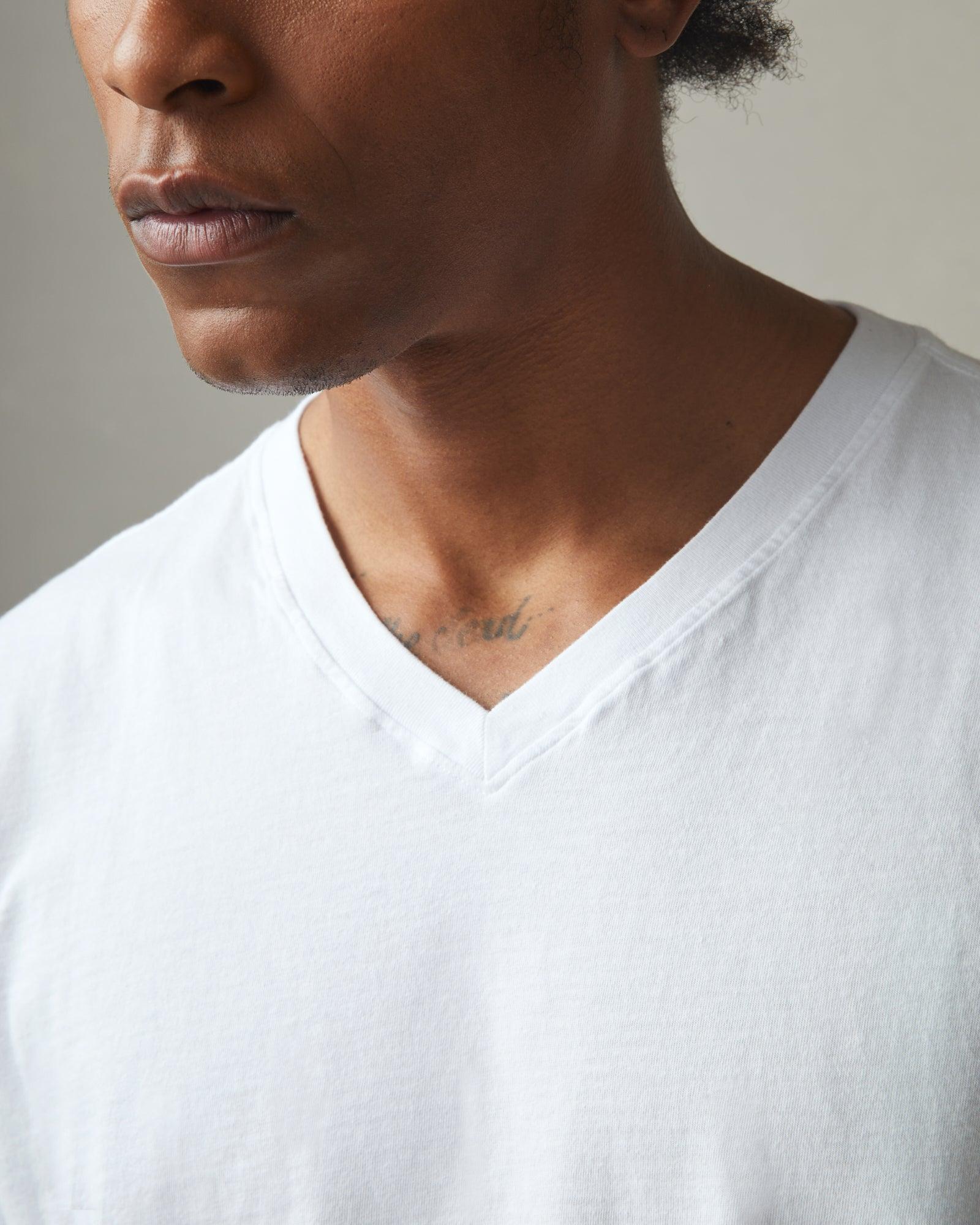 Men's Classic Cotton V-Neck Tee - White Male Product Image