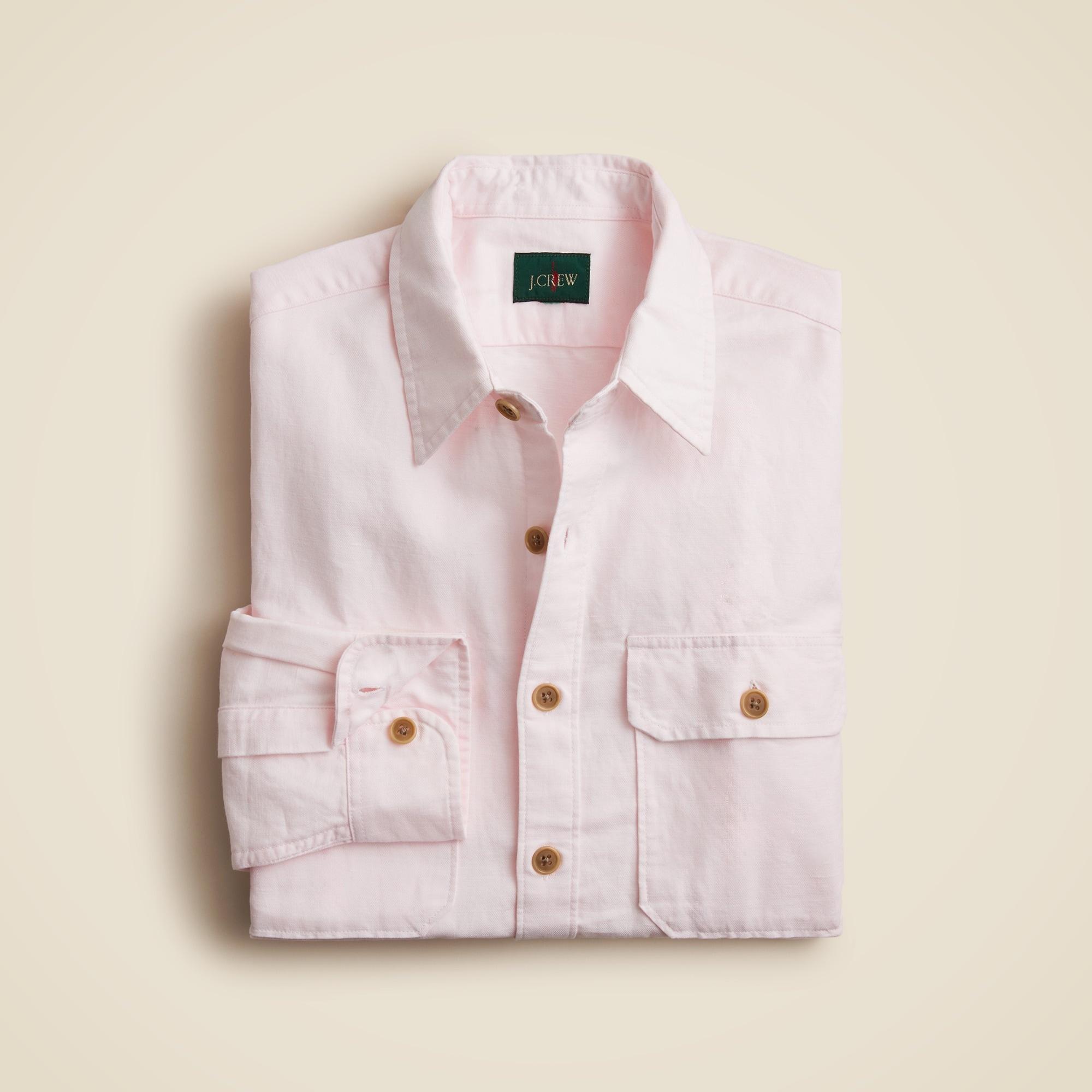 Linen-cotton blend twill workshirt Product Image
