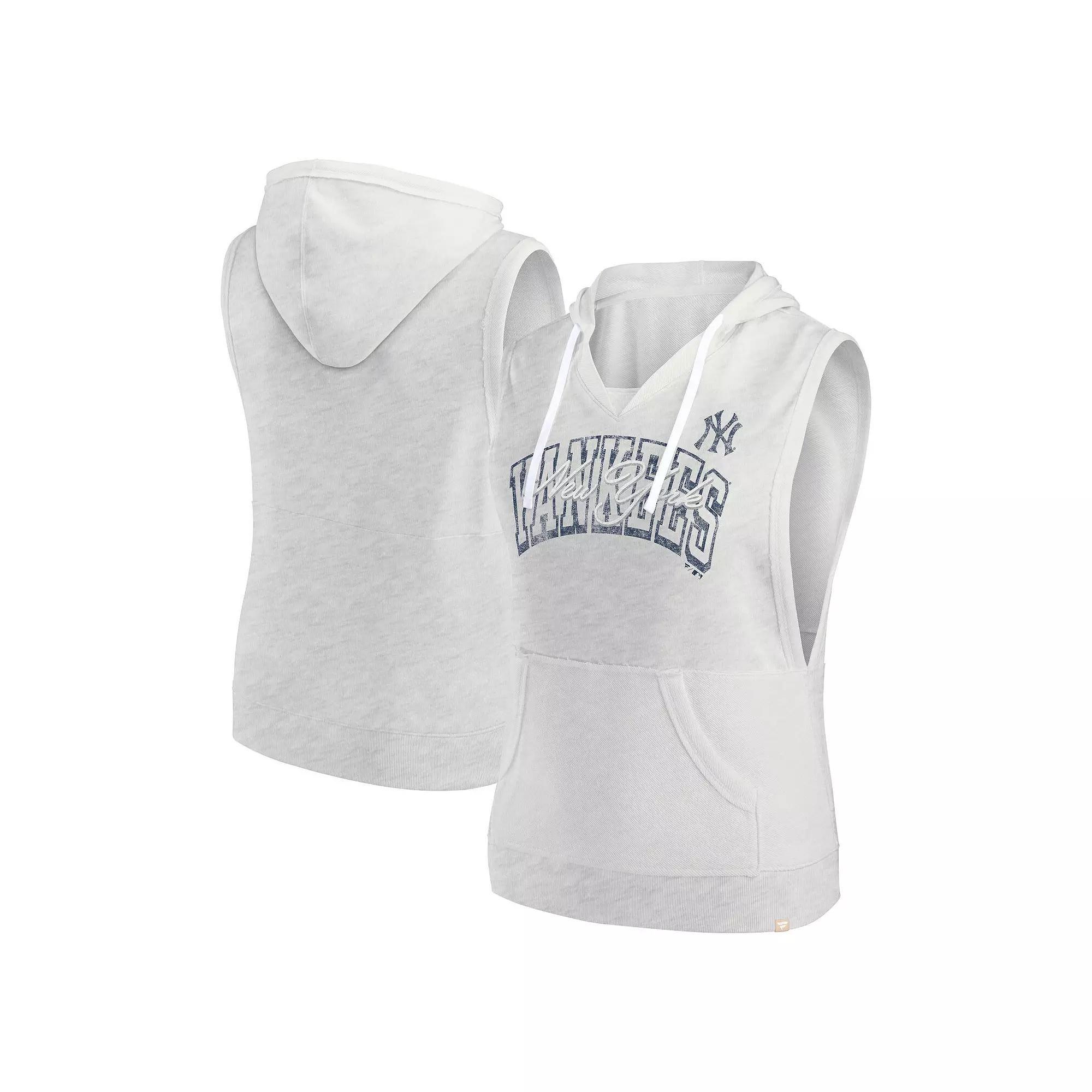 Women's Fanatics Branded Ash New York Yankees Lounge Script Sleeveless Pullover Hoodie, Size: XL, Black Product Image