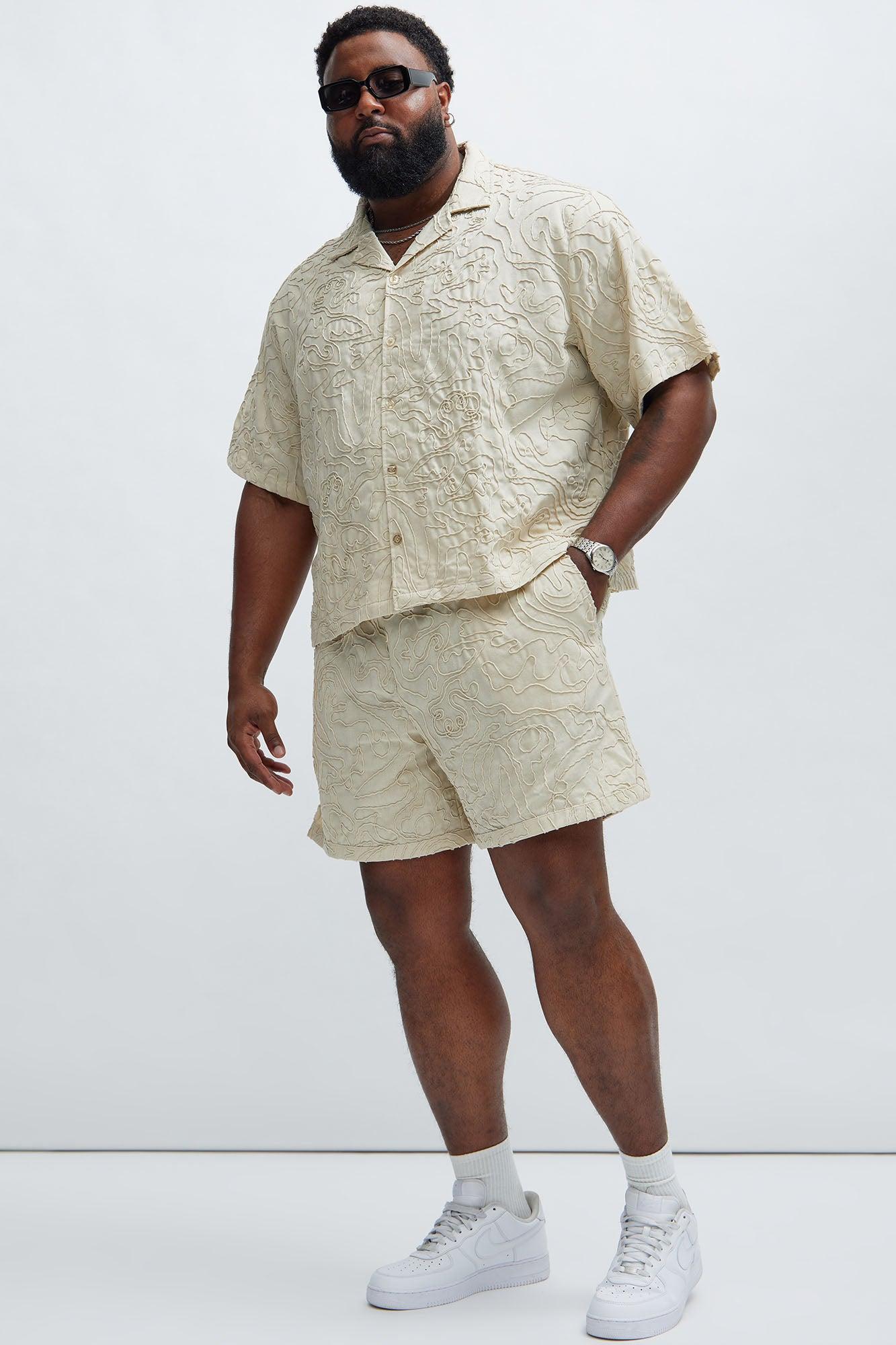 Swirl Jacquard Linen Shirt - Off White Product Image