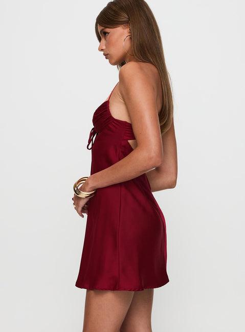 Glendon Mini Dress Burgundy Product Image