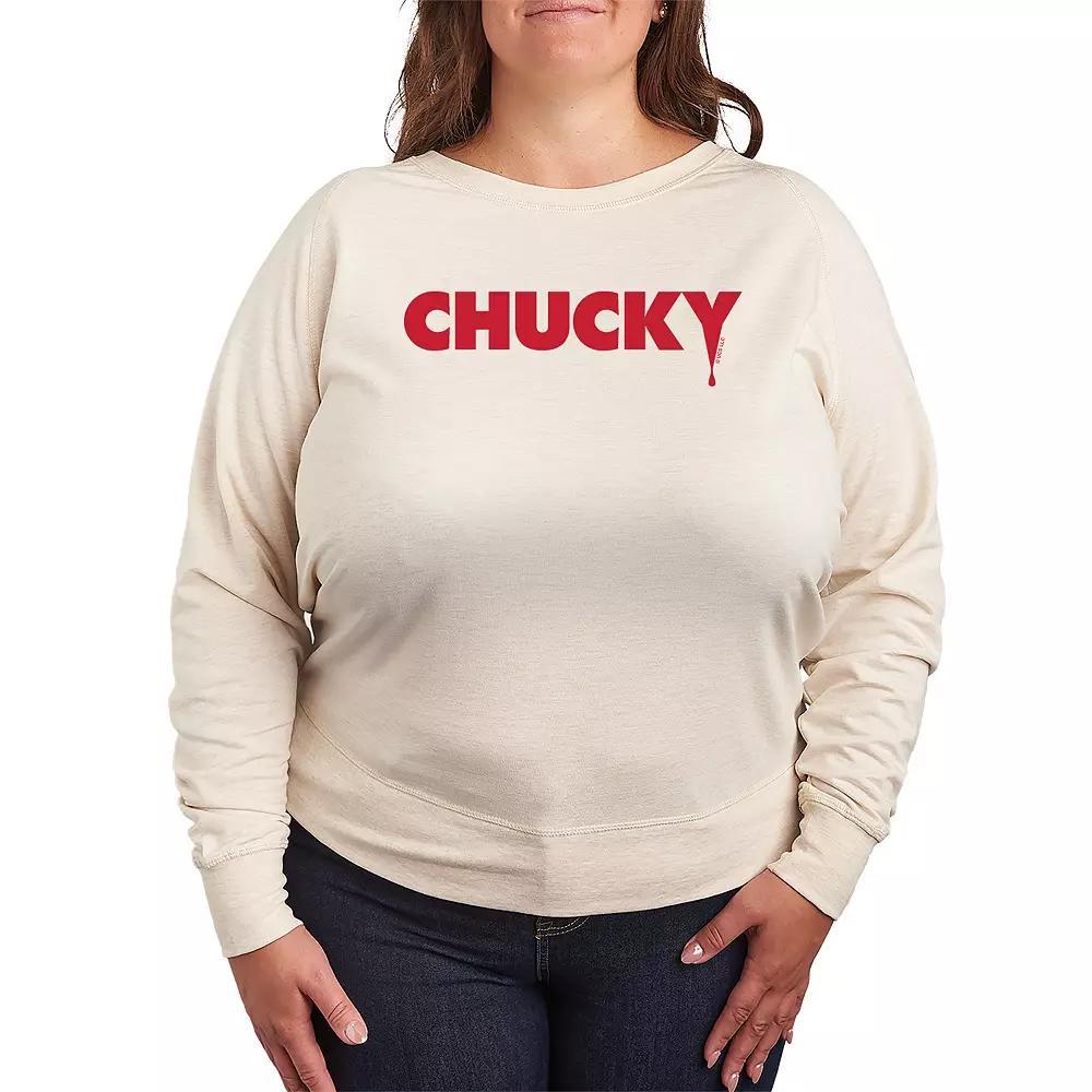 Plus Size Chucky Chucky Logo French Terry Long Sleeve Tee, Womens Product Image