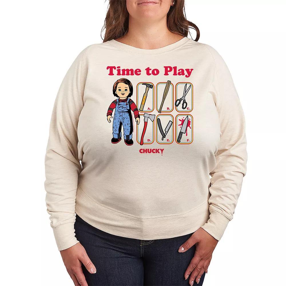 Plus Size Chucky Time to Play French Terry Long Sleeve Tee, Womens Product Image