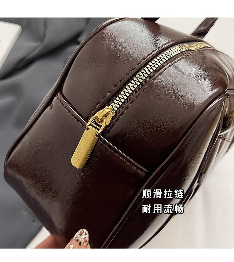 Faux Leather Plain Shoulder Bag Product Image