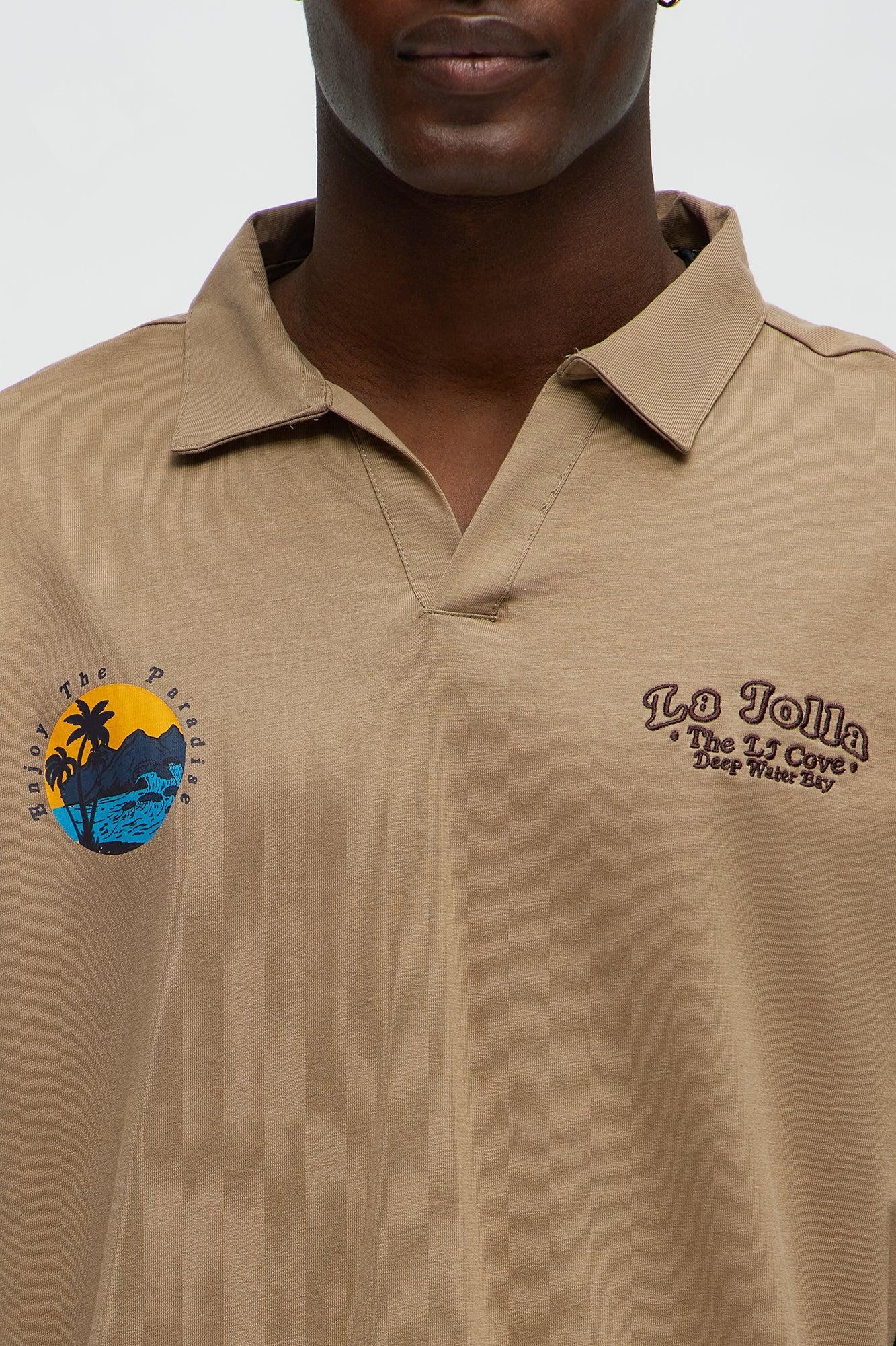 La Jolla Johnny Collar Short Sleeve Polo - Taupe Product Image