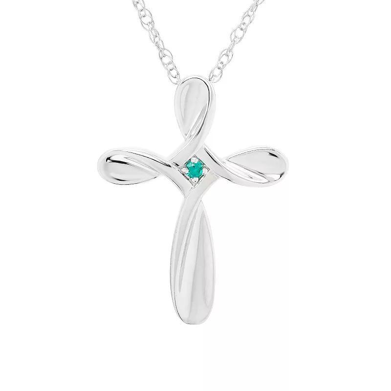 Boston Bay Diamonds Sterling Silver Gemstone Cross Pendant Necklace, Women's, Size: 18", Peridot Product Image