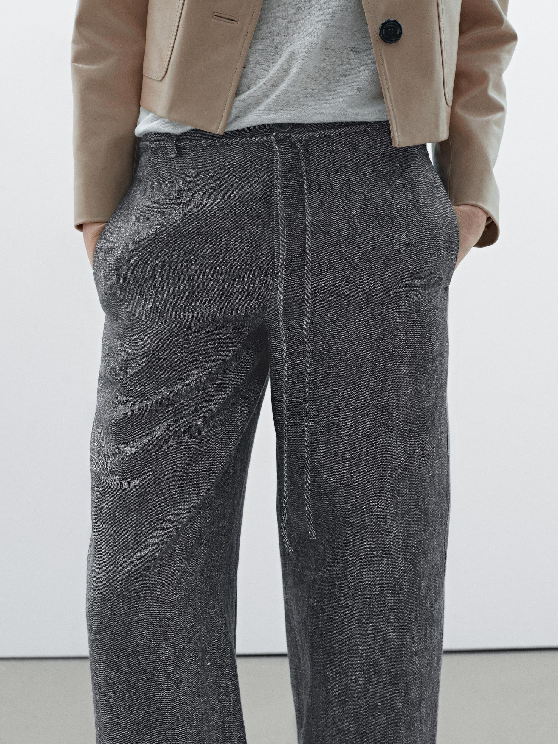100% linen straight-leg jeans Product Image
