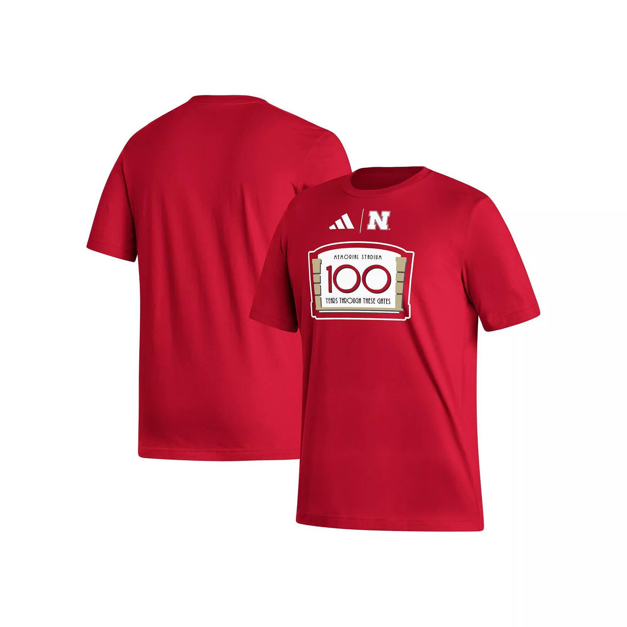 Mens adidas Scarlet Nebraska Huskers Memorial Stadium 100th Anniversary Sideline Strategy Fresh T-Shirt Product Image