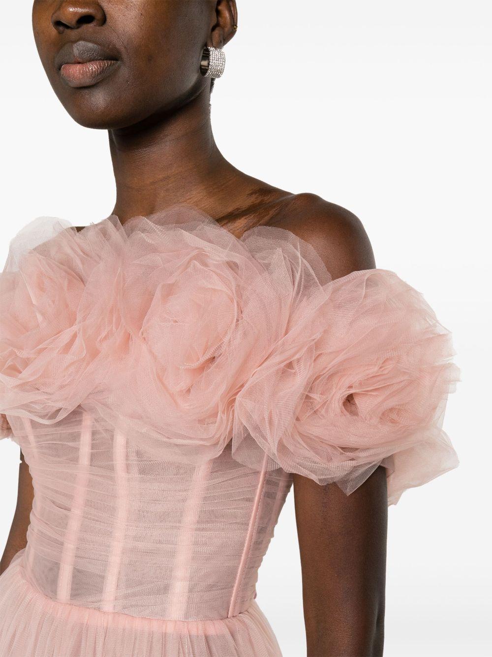 rose-appliqué tulle gown dress Product Image