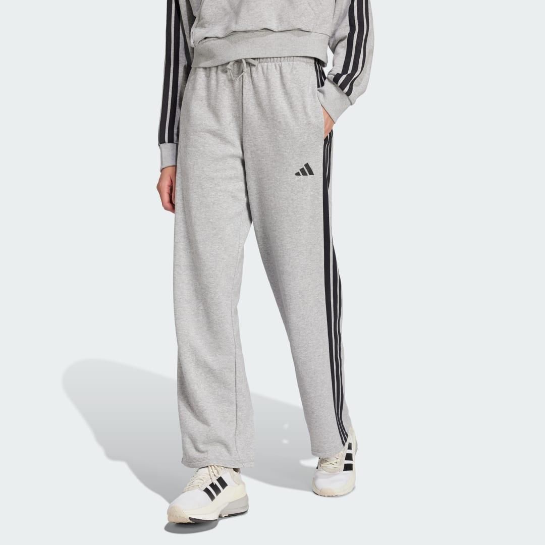 adidas Essentials 3-Stripes Open Hem French Terry Pants Medium Grey Heather XS Womens Product Image