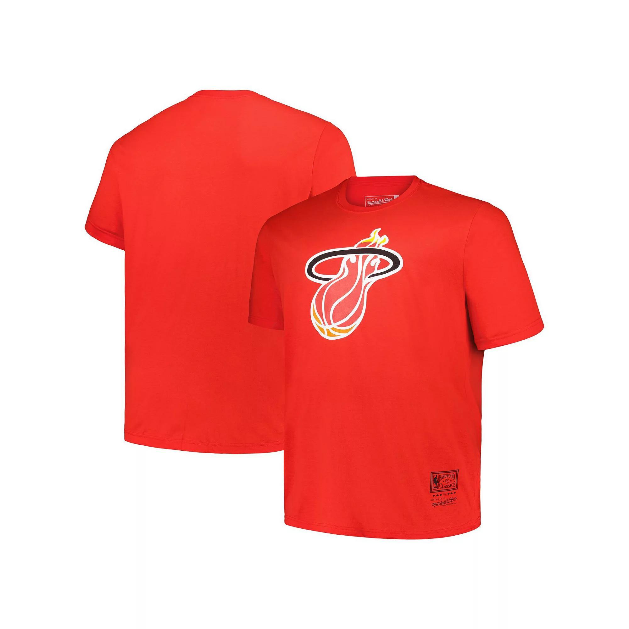 Men's Mitchell & Ness Red Miami Heat Big & Tall Hardwood Classics Vintage Logo T-Shirt, Size: 4XB Product Image