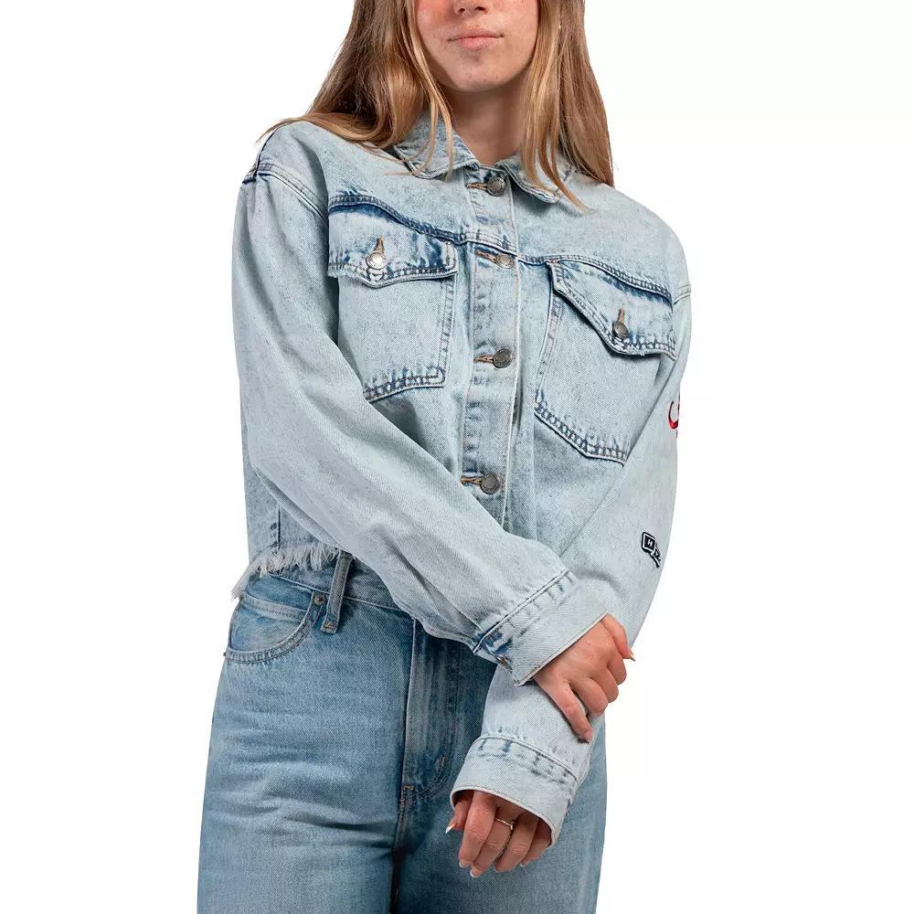 Women's Hype and Vice Denim Alabama Crimson Tide Lightwash Full-Button Jean Jacket, Size: XXL, Turquoise A Product Image