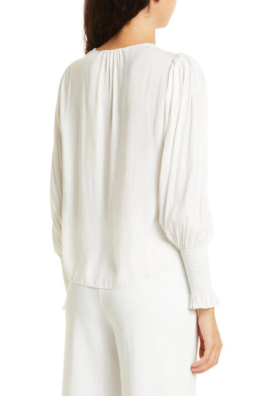 REBECCA TAYLOR Sateen Tie-front Blouse In Milk Product Image
