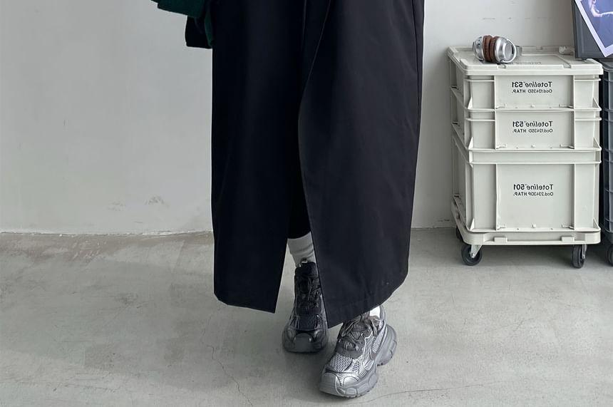 Lapel Collar Plain Puffer Long Coat Product Image