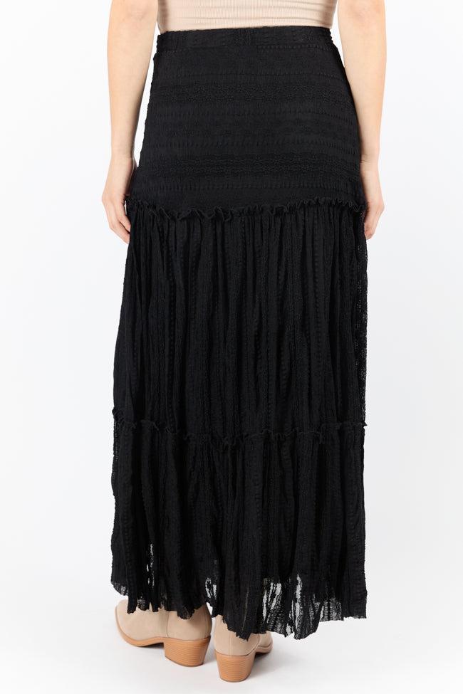 Just Wondering Black Lace Maxi Skirt Product Image
