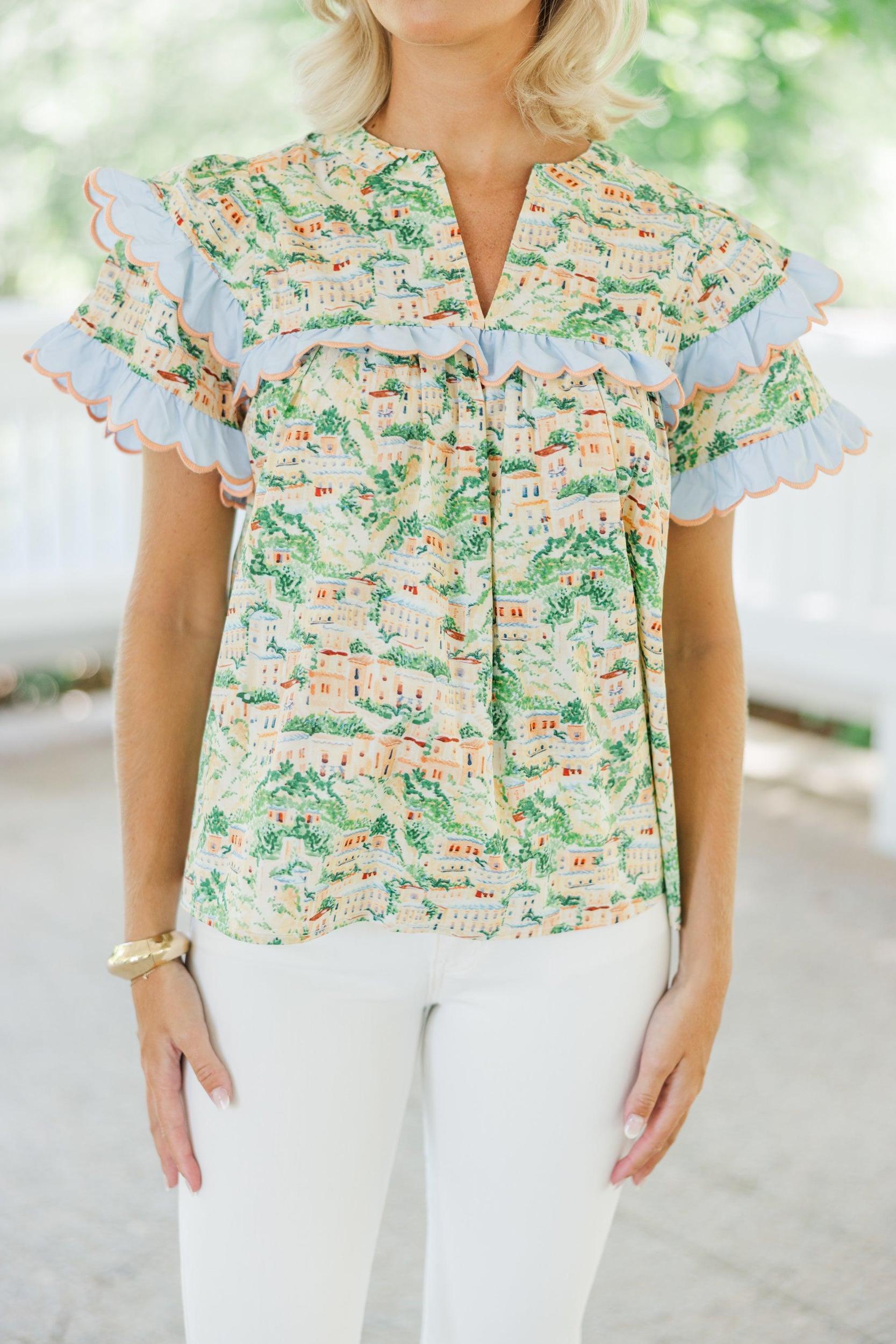 Stay Close To Me Green Toile Blouse Female Product Image