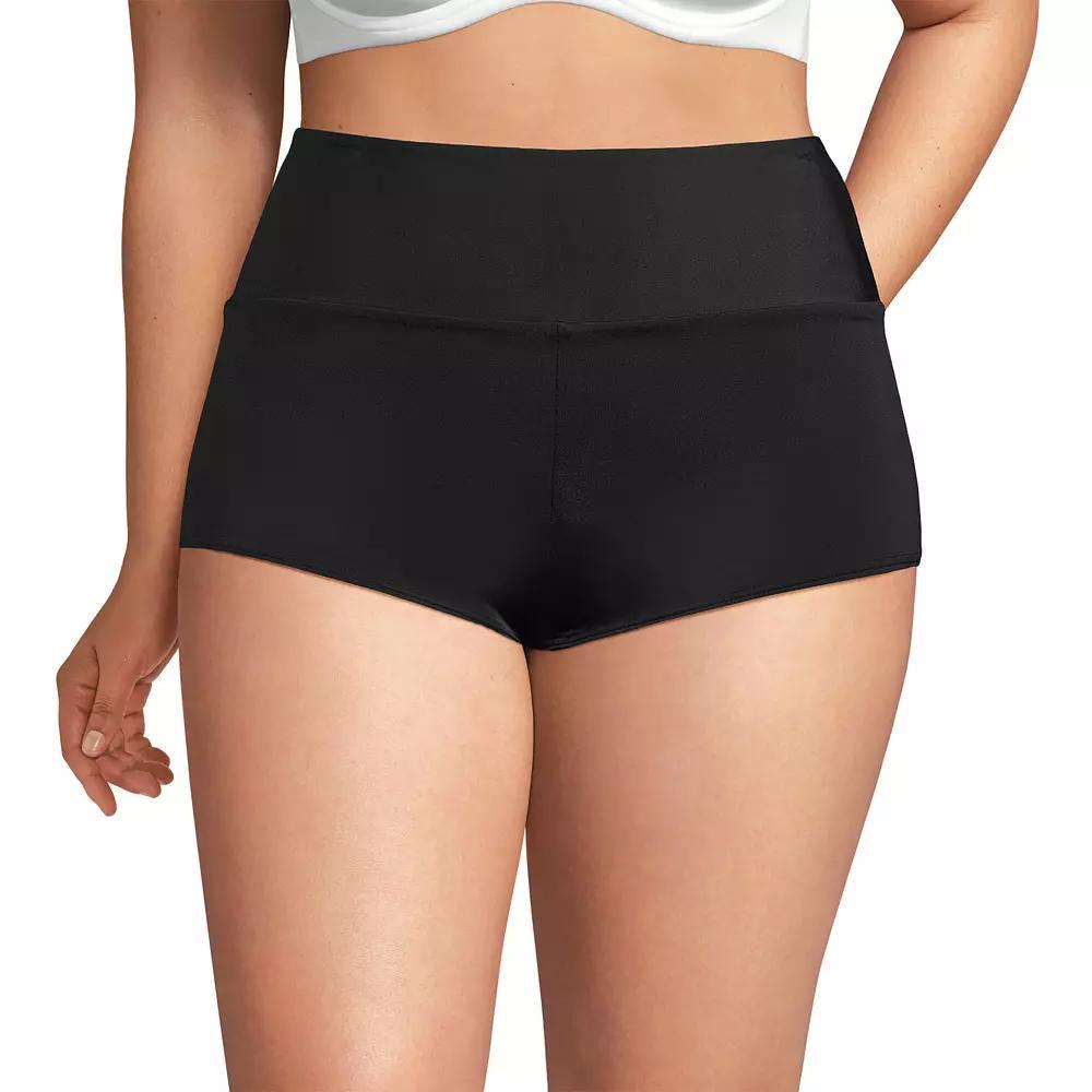 Women's Lands' End Tugless High Waisted Boy Swim Shorts, Size: 20 W, Black Product Image