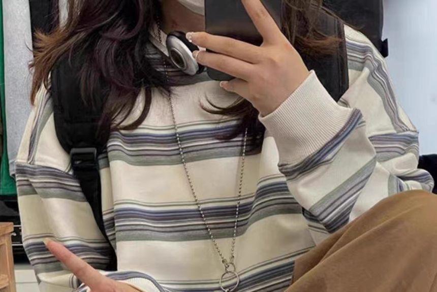 Crewneck Striped Sweatshirt Product Image