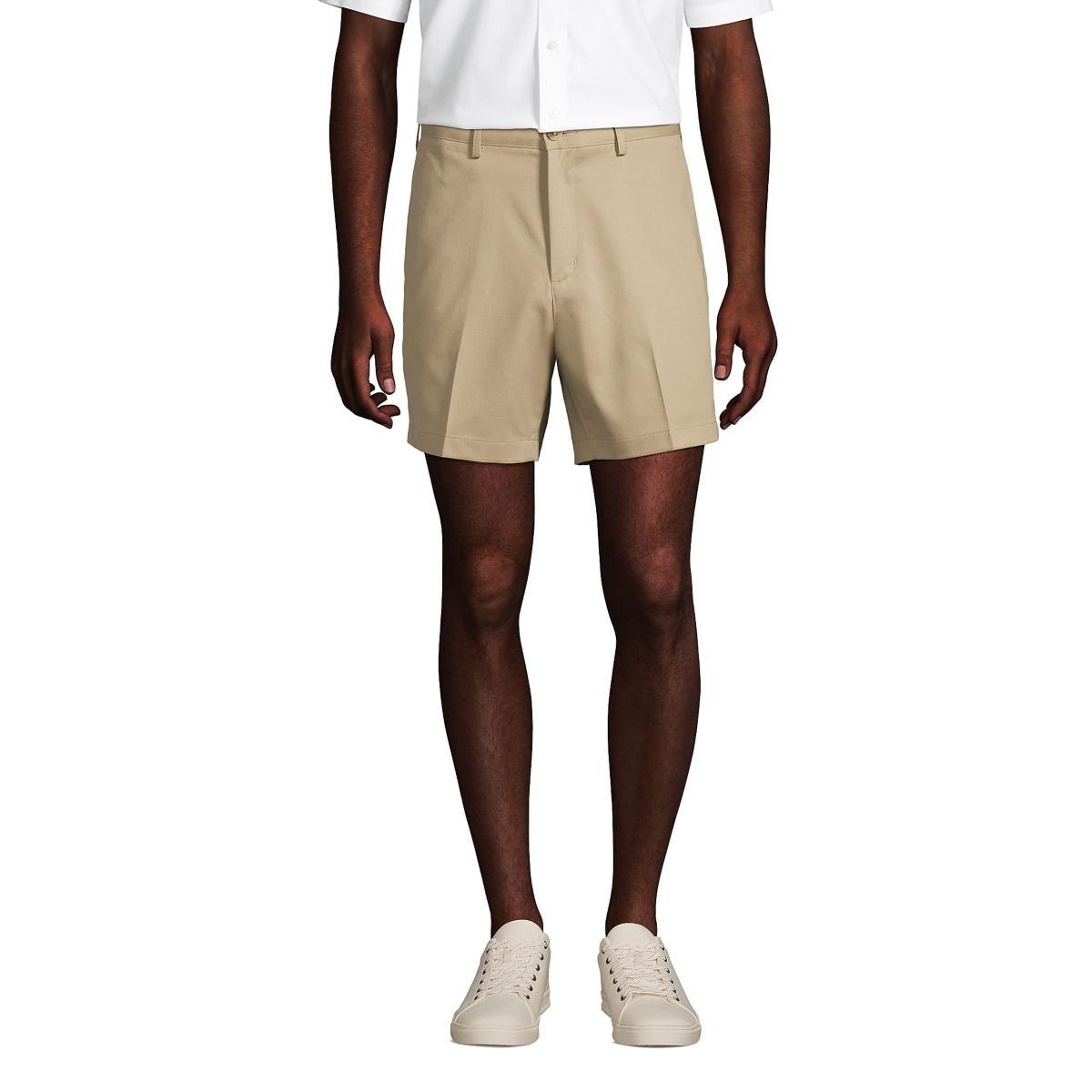 Men's Lands' End Comfort Waist 6-inch No-Iron Chino Shorts, Size: 36, Light Grey Product Image