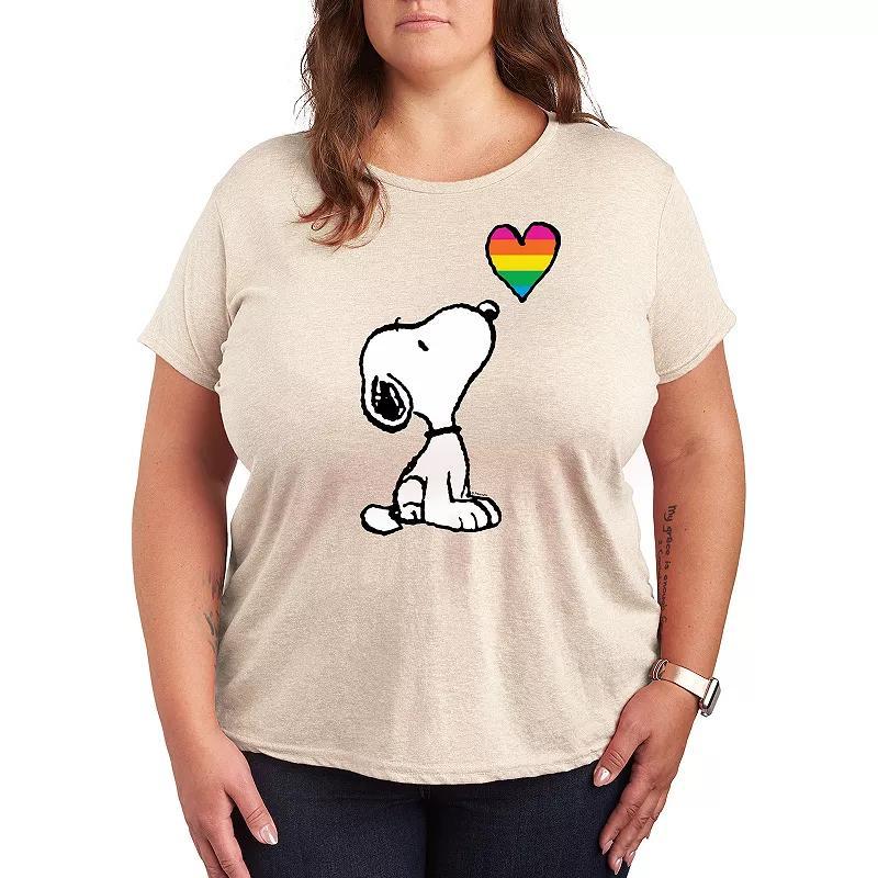 Plus Peanuts Snoopy Christmas Lights Graphic Tee, Womens Grey Gray Product Image