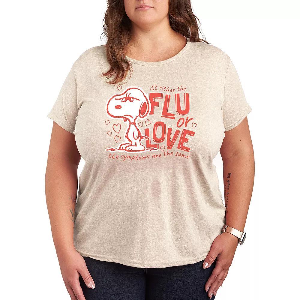 Plus Peanuts Snoopy Flu Or Love Graphic Tee, Womens Product Image