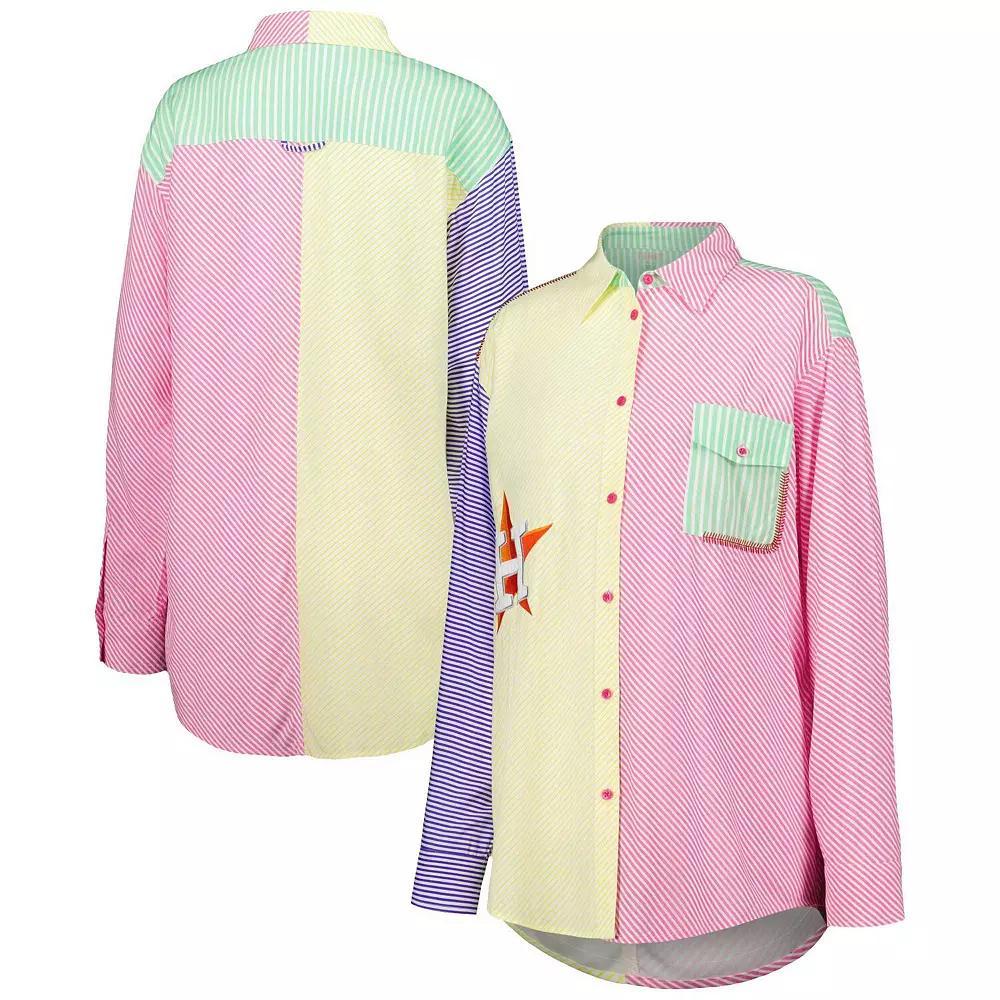 Women's Yellow/Red Houston Astros Button-Up Shirt, Size: Large Product Image