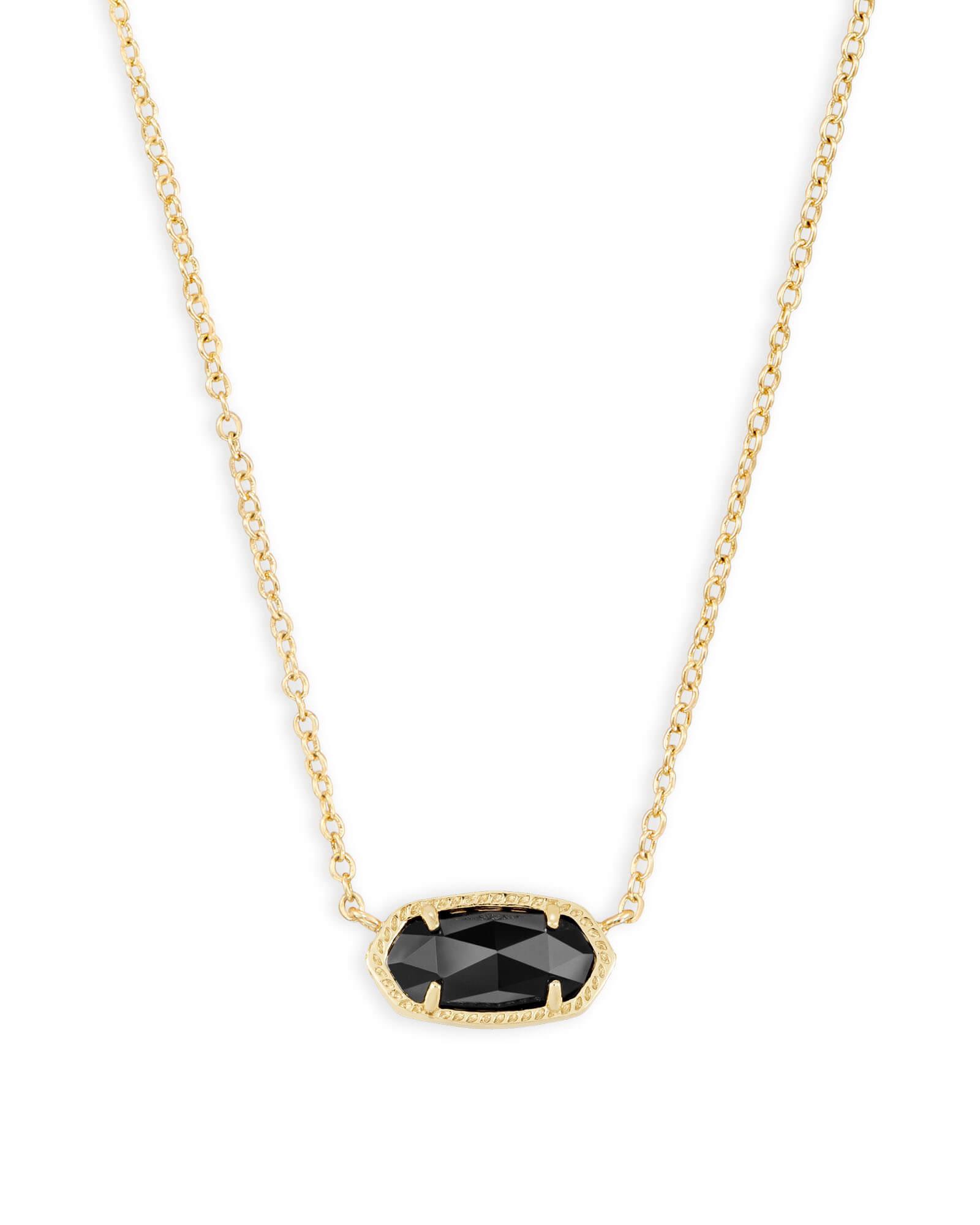 Elisa Gold Pendant Necklace in Black Opaque Glass Product Image