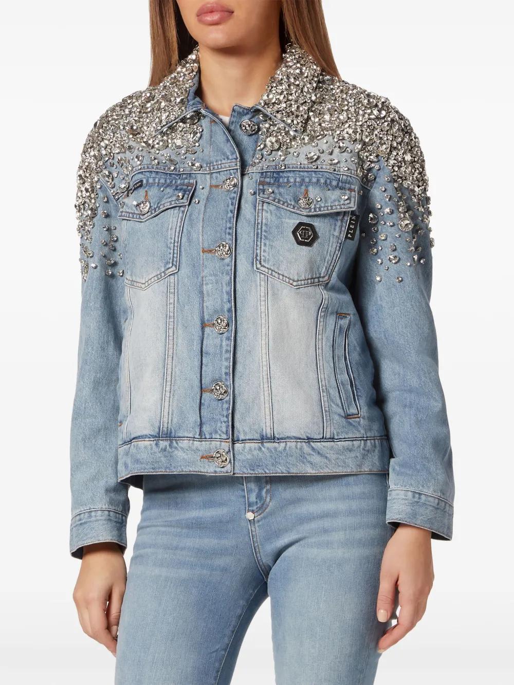 crystal-embellished denim jacket Product Image