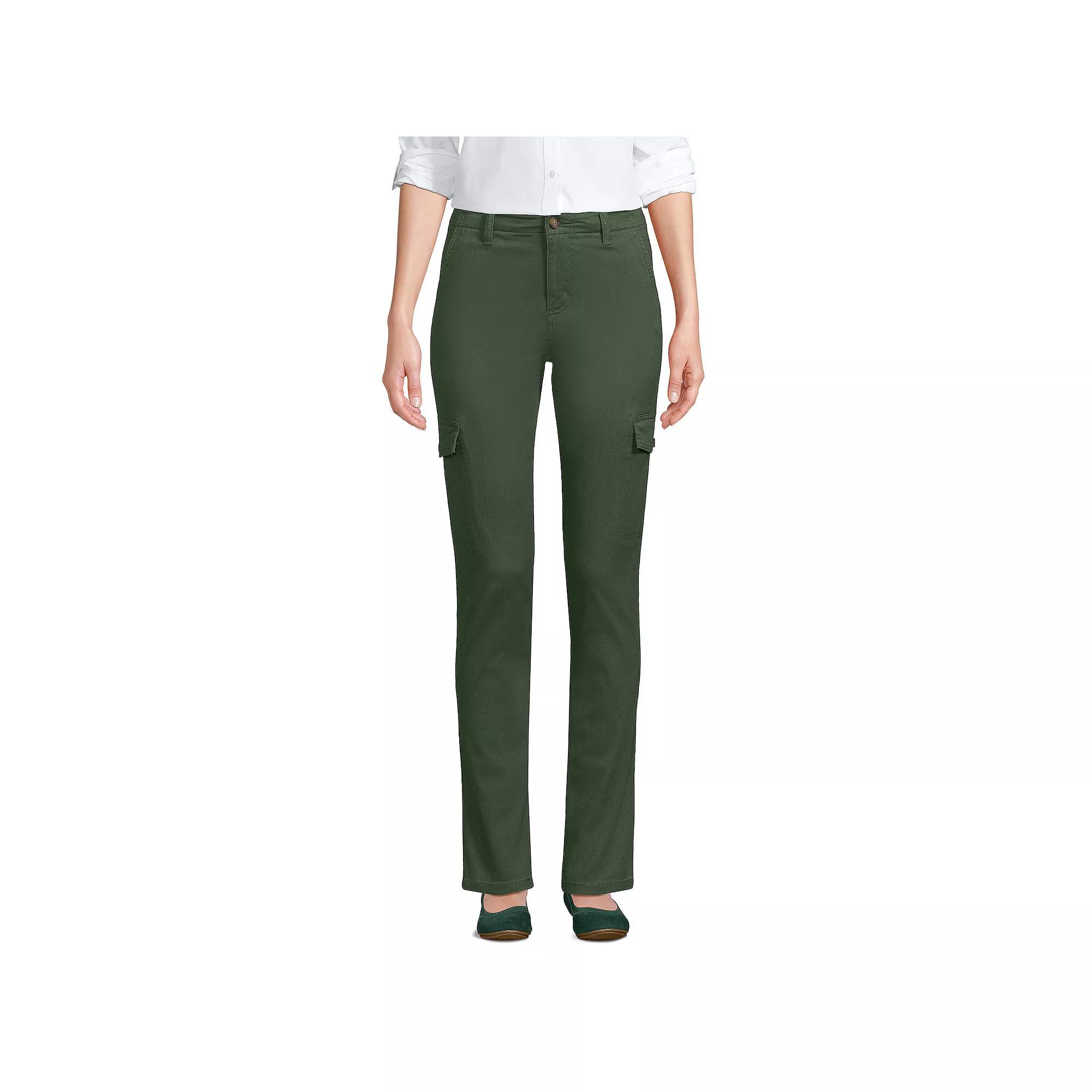 Petite Lands End Mid Rise Slim Cargo Chino Pants, Womens Product Image