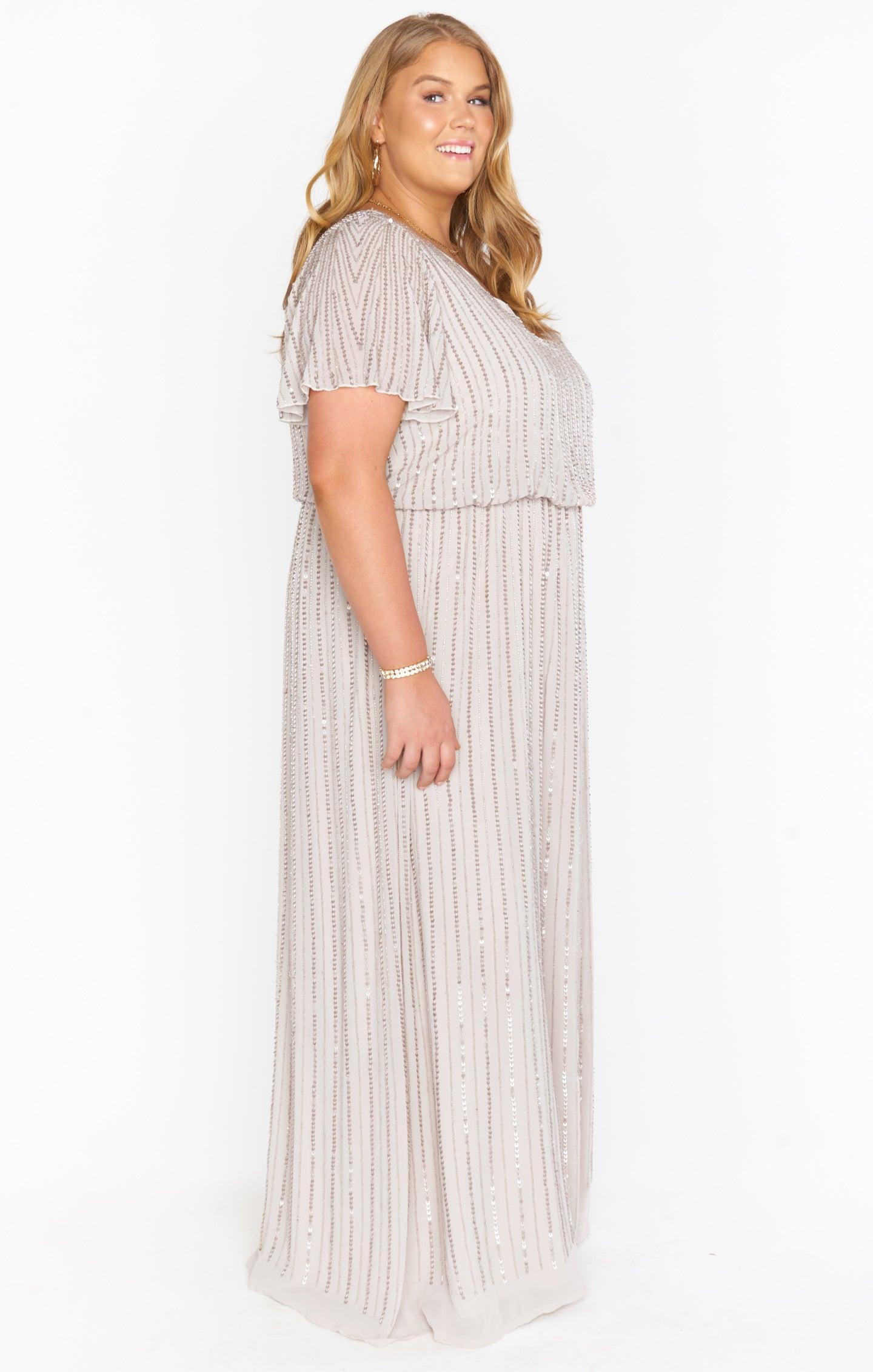 Michelle Flutter Maxi Dress ~ Dove Grey Beaded Product Image