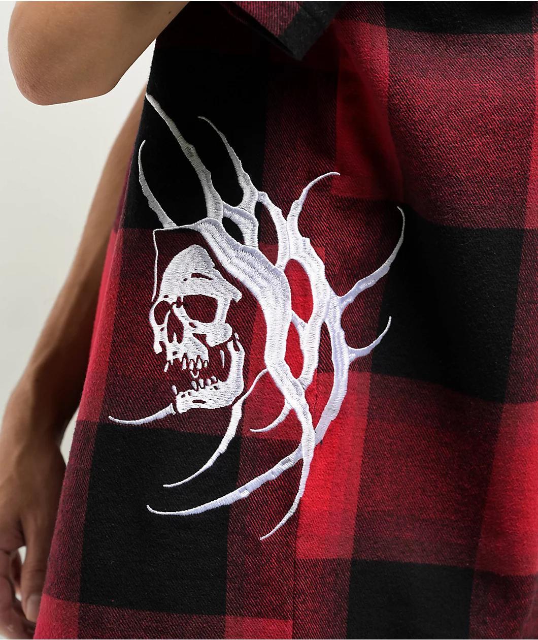 Lurking Class by Sketchy x Kyle Grand Sin Flannel Red & Black Quarter Zip Work Shirt Product Image