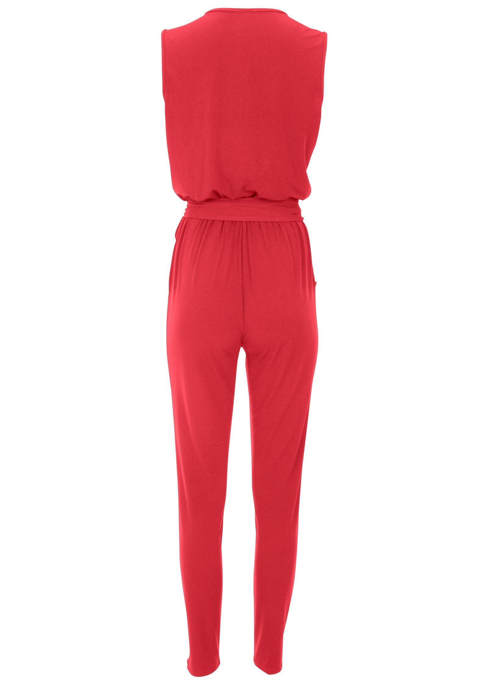 Wrap Tie Jumpsuit - Red Product Image