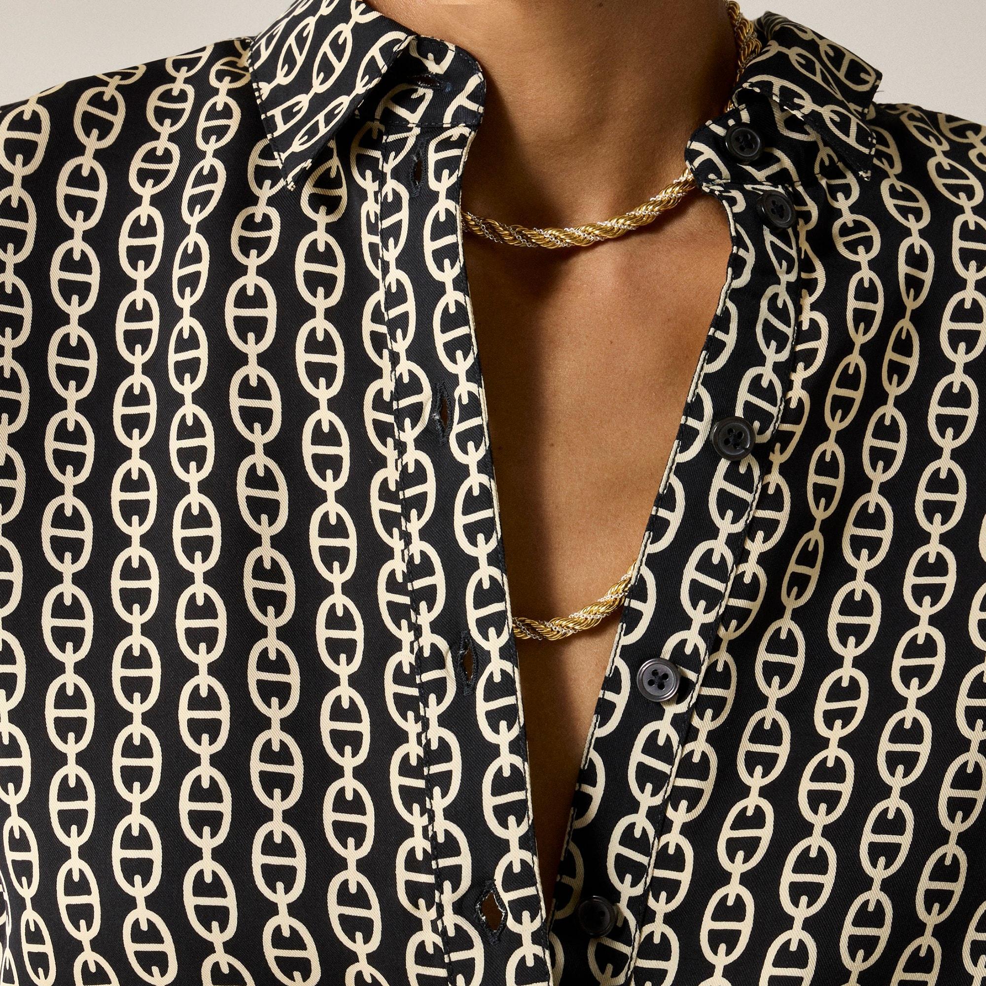 Drapey button-up shirt in chain-print viscose twill Product Image