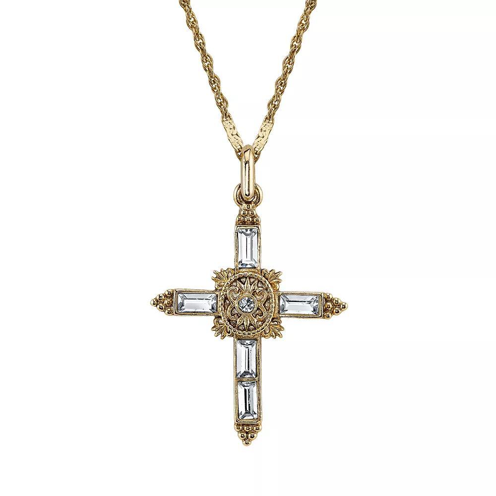 Symbols of Faith Simulated Crystal Cross Pendant, Womens Silver Tone Product Image