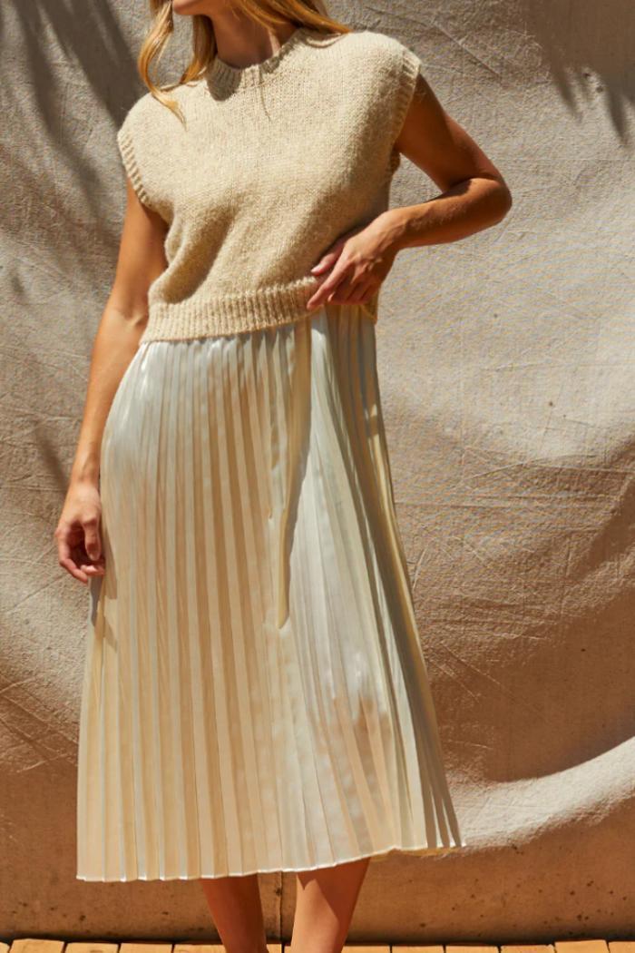 Sharpe Pleated Midi And Knit Top Two Piece Set Product Image