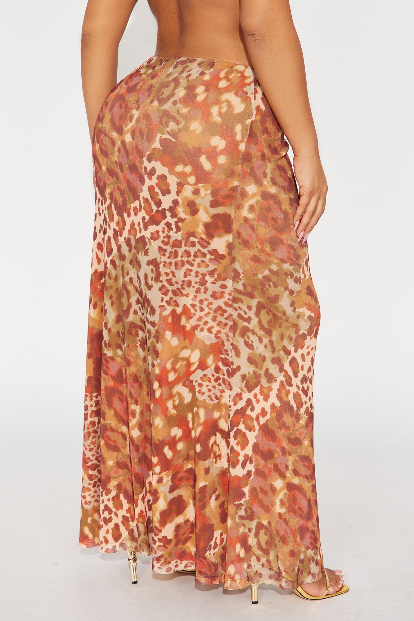 Some Type Of Way Leopard Mesh Maxi - Brown/combo Product Image