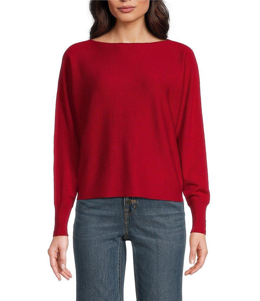 Lauren Ralph Lauren Cotton-Blend Boat Neck Long Dolman Sleeve Button Cuff Sweater Product Image
