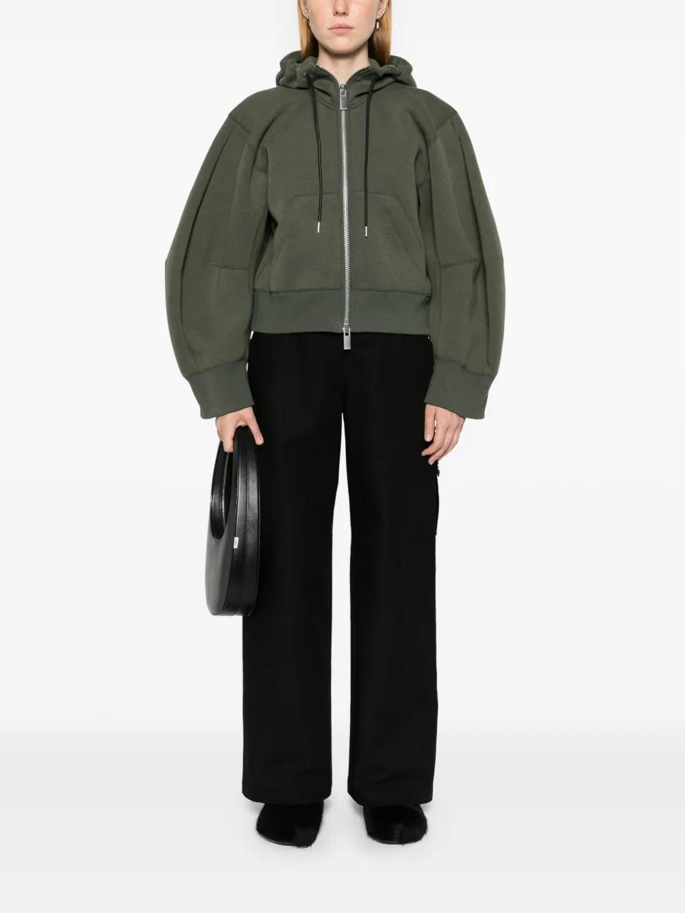 SACAI Drawstring Zip-up Hoodie In B,khaki Product Image
