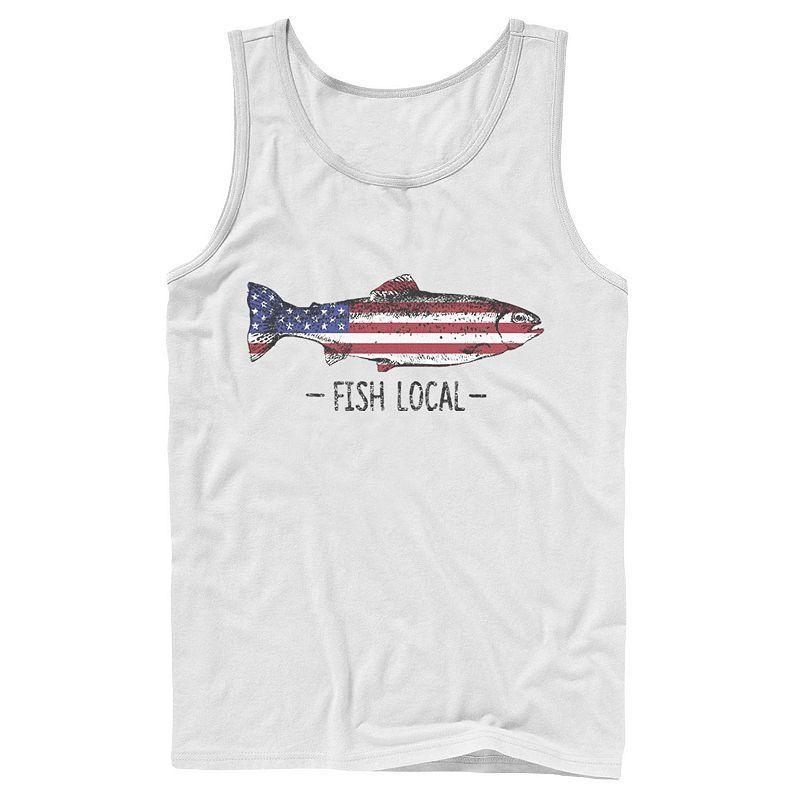Men's Fish Local Americana Tank Top, Size: Large, White Product Image