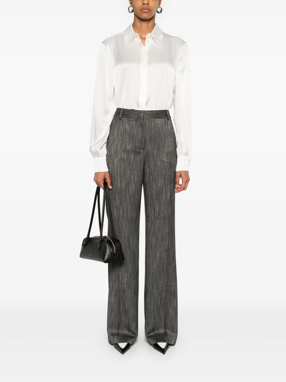 ALBERTA FERRETTI Pointed-collar Silk Shirt In Beige Product Image