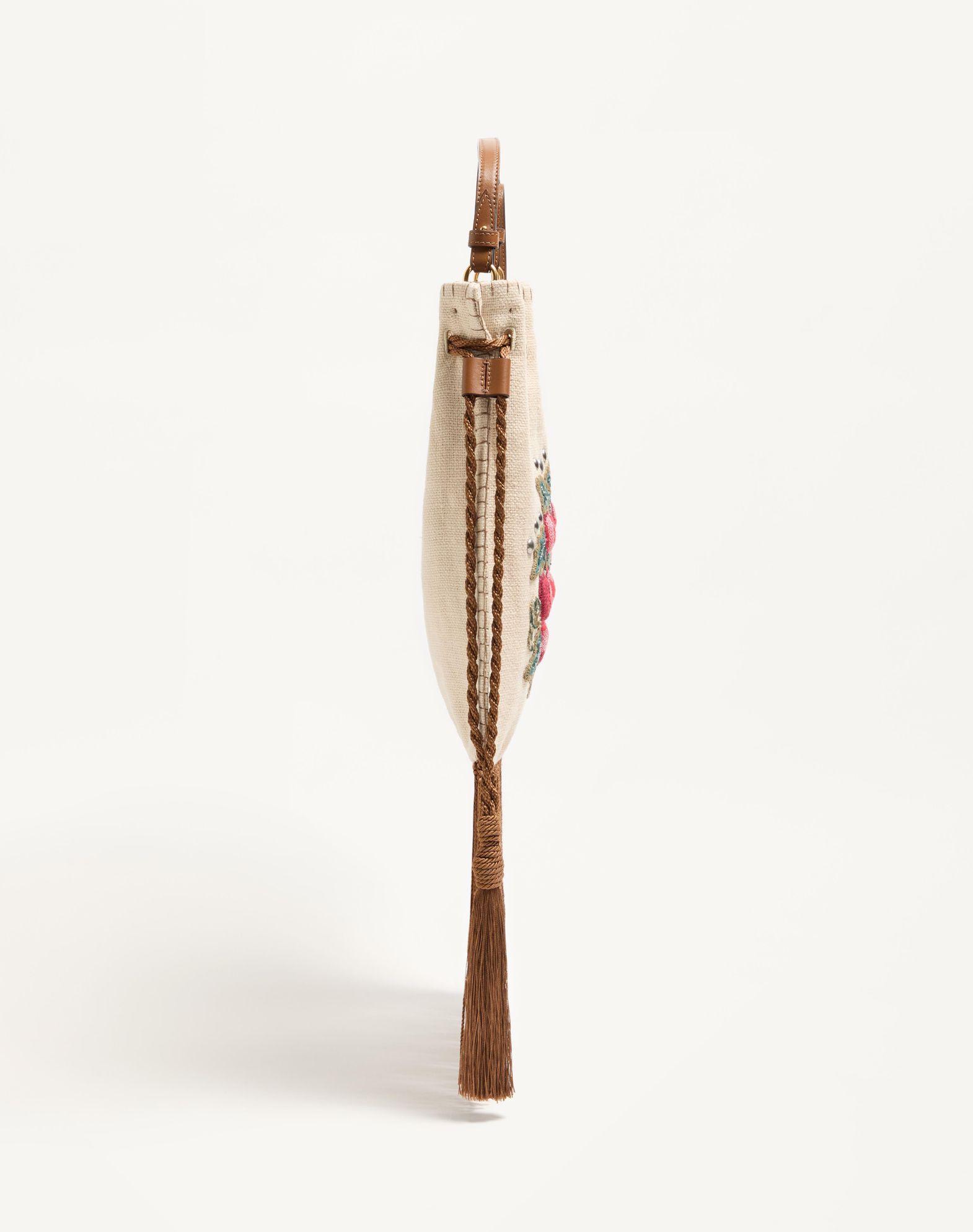 Valentino Garavani Nellcôte Alice Embroidered Bag With Fringes Product Image