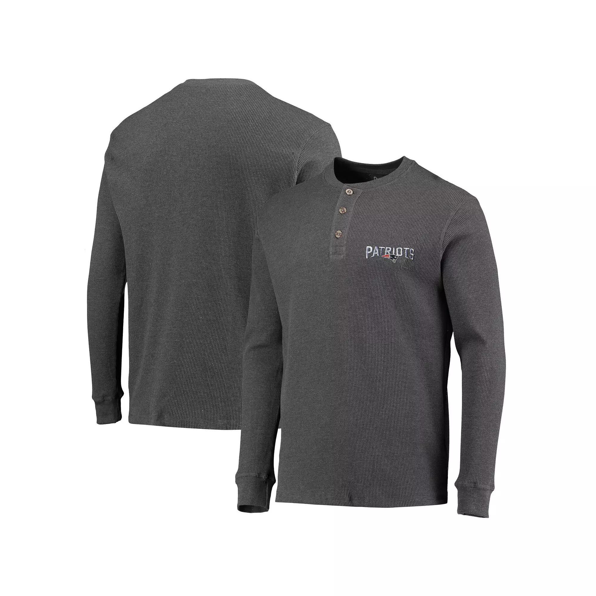 Mens Dunbrooke Heathered Gray New England Patriots Logo Maverick Thermal Henley Long Sleeve T-Shirt Product Image