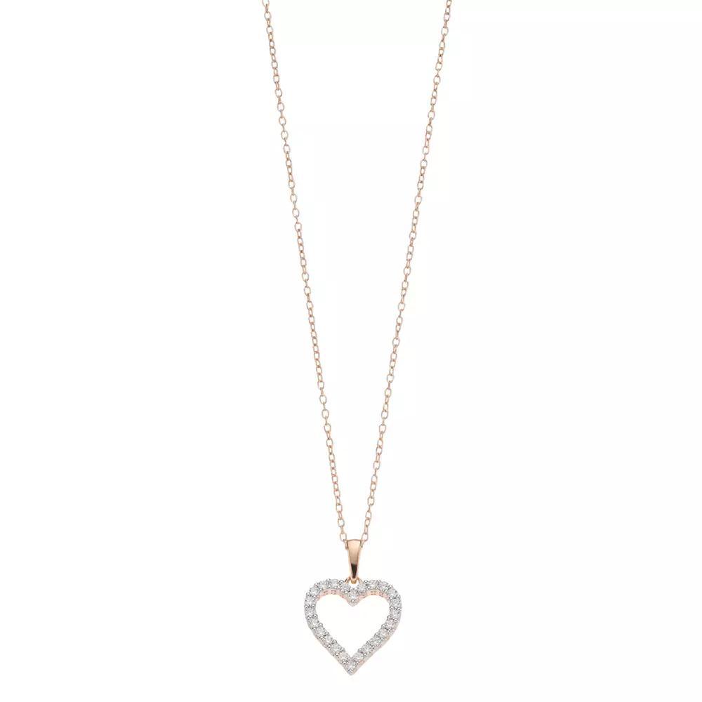 Diamond Brilliance 1/4 Carat T.W. Lab-Created Diamond Heart Pendant Necklace, Women's, Pink Tone Product Image