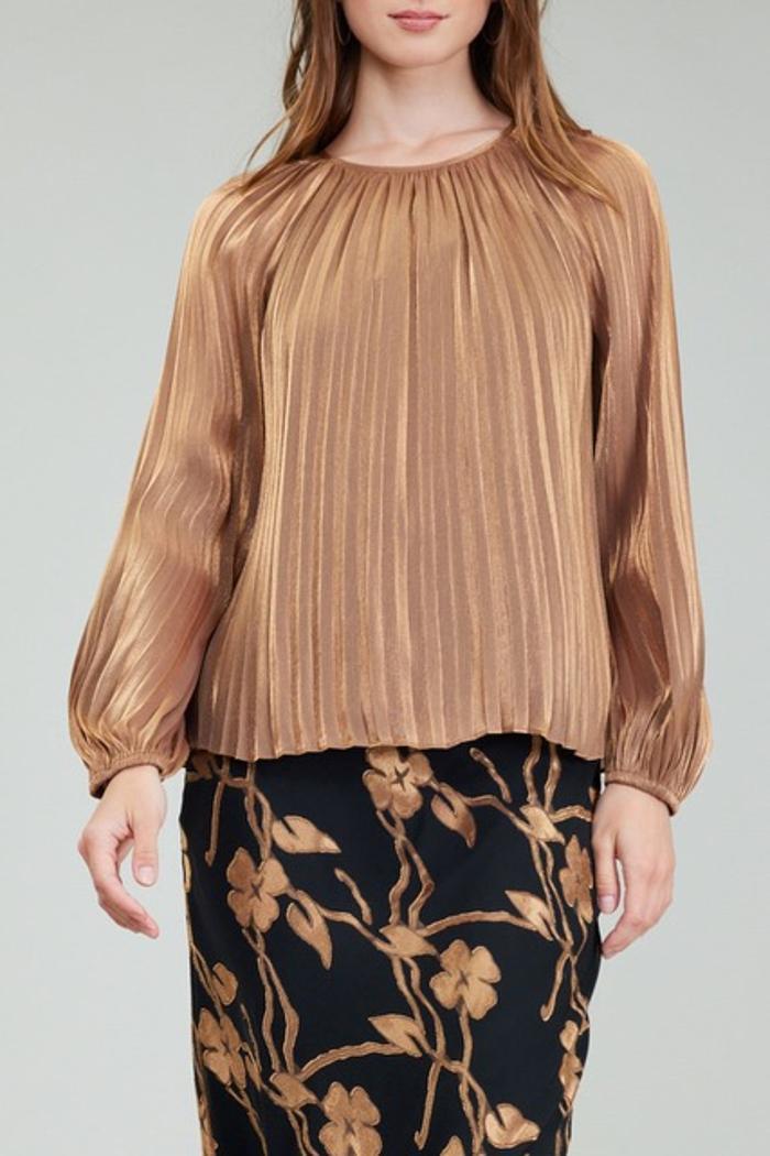 Long Sleeve Pleated Top Product Image