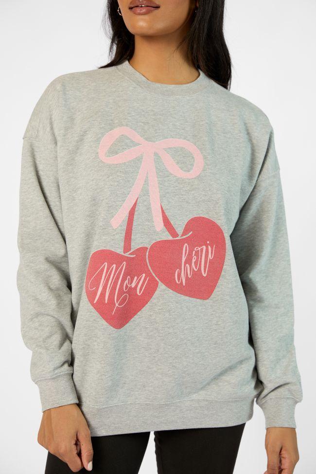 Mon Cheri Light Grey Graphic Sweatshirt Product Image