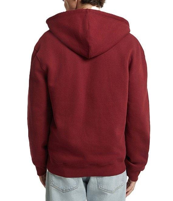 Guess Logo Patch Zip-Up Knit Fleece Hoodie Product Image
