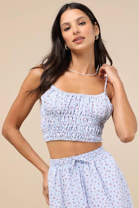 Delightful Blue Gingham Two-Piece Midi Dress Product Image