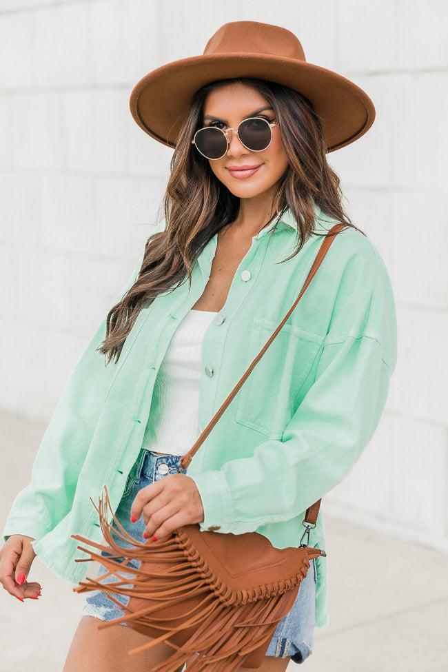 Two Fair Halves Sage Distressed Shacket FINAL SALE Product Image