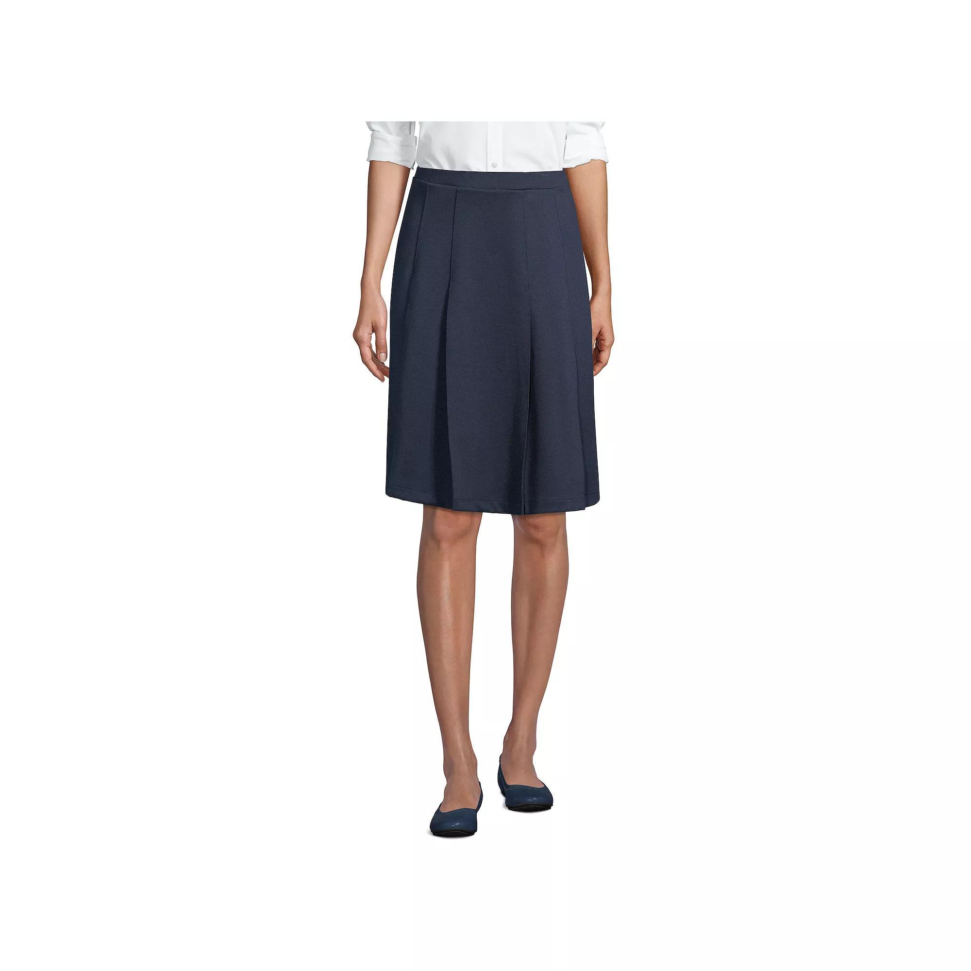 Women's Lands' End Ponte Knee Length Pleated Skirt, Size: 8, Green Product Image
